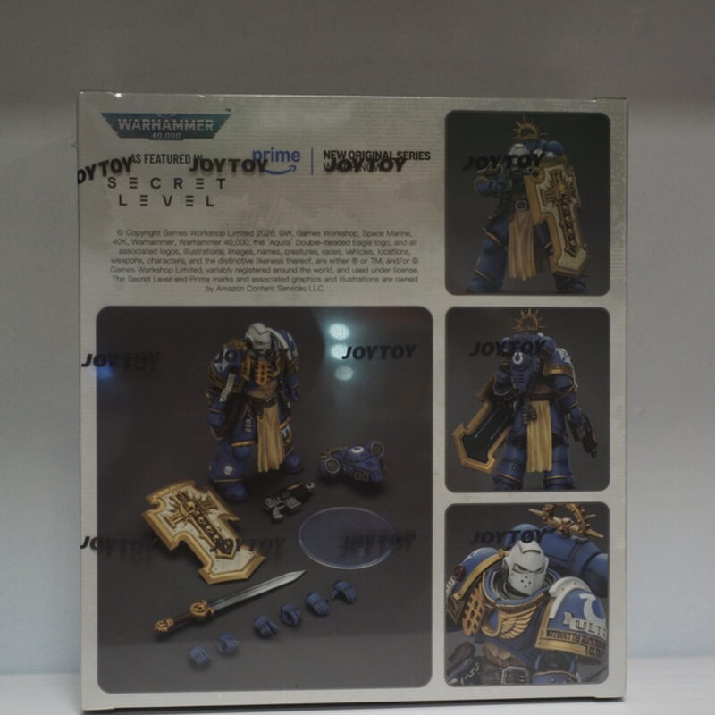 Оригинальная подвижная фигурка JOYTOY Warhammer 1/18 Ультрамарин Торвальд с силовым мечом, щитом и болт-пистолетом — фото 8