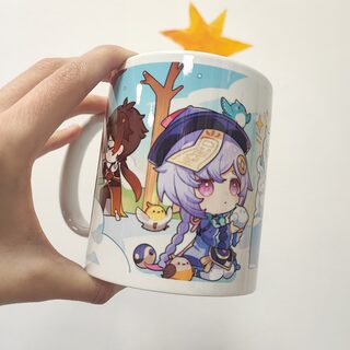 Кружка «Геншин» Чиби Хутао, Цици и Дед — миниатюра 1