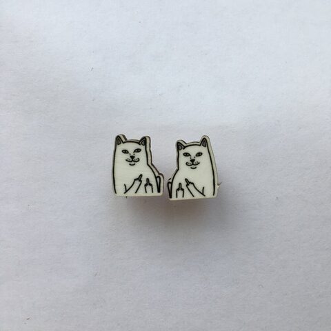 Деревянные сережки «Няшные котики» Кот